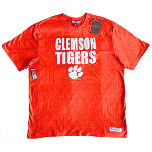 MITCHELL & NESS Men's NCAA Clemson Tigers Orange Embroidered T-Shirt Size XL NEW - Picture 1 of 6